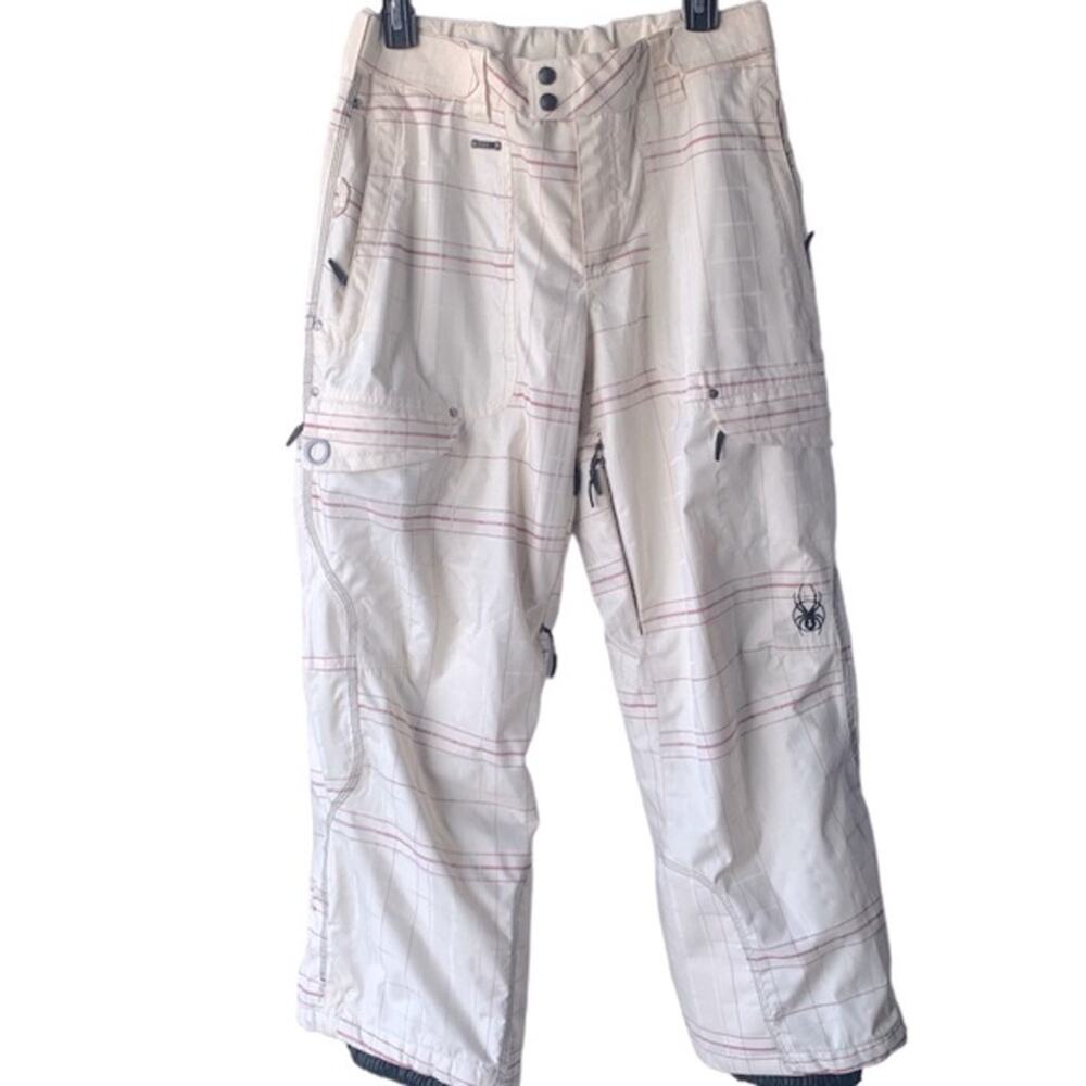 Spyder ski pants thinsulate winter white plaid snowboard women’s S 4 6
